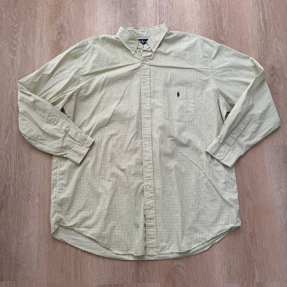 Ralph Lauren Long Sleeve Yellow Purple‎ Green Checkered Button Down Shirt 2XLT